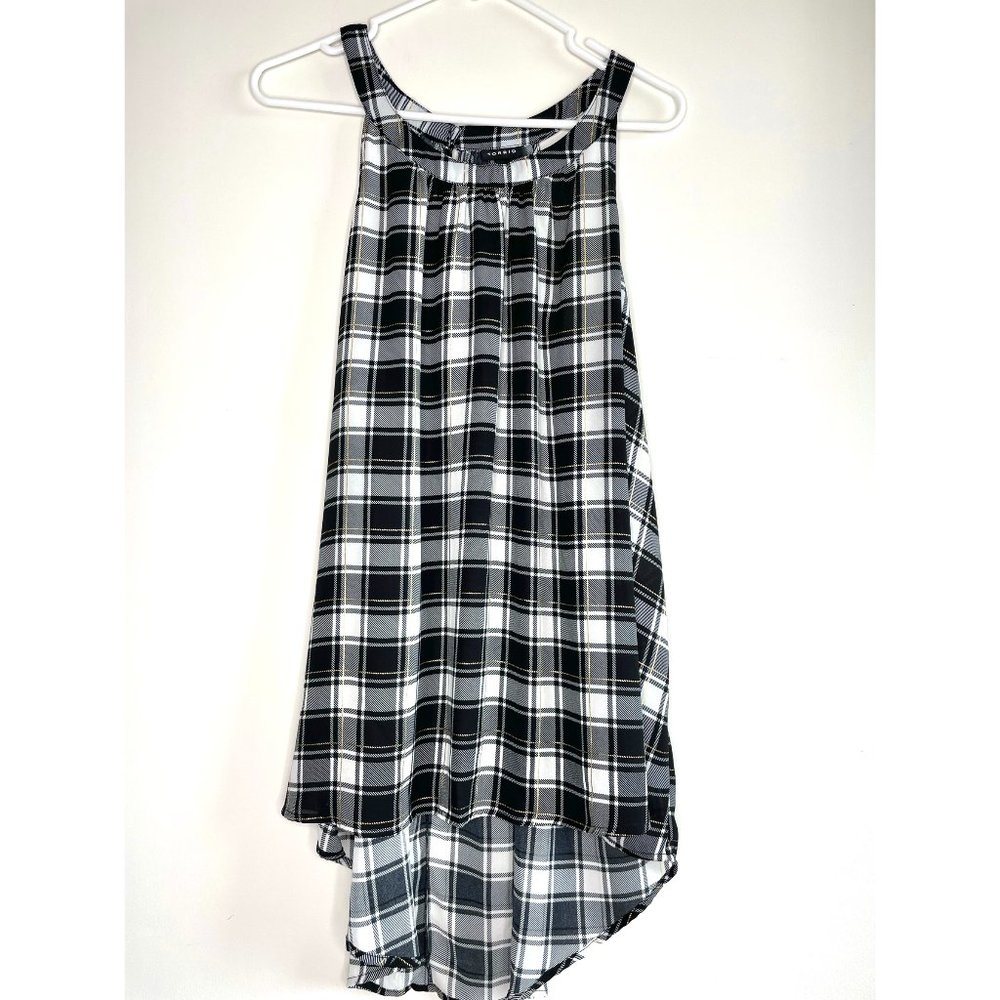 Torrid Metallic Plaid Georgette Hi Lo Tank - Picture 4 of 7